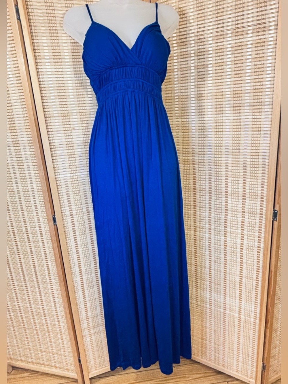 Pretty Good Jr Large Royal blue long gown maxi spaghetti strap baby doll dress